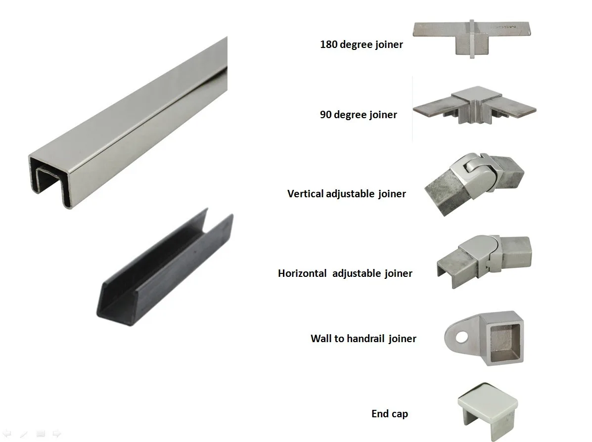 25*21 316SS slot tubes square top rails cap rail for glass fence
