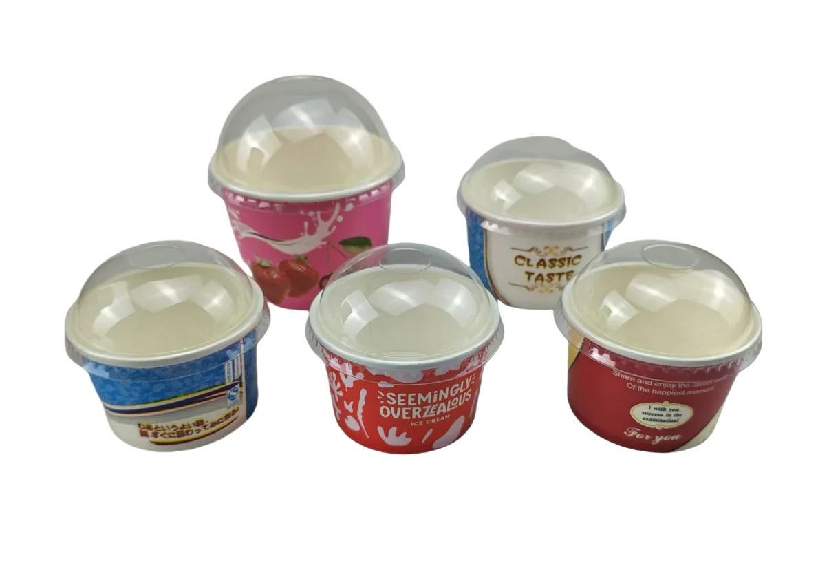 Anqing Laike Ice Cream Cups Eco-Friendly Biodegradable Ice Cream Paper Cup Food Package 3oz/4oz/5oz/10oz