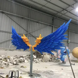 Fiberglass purple wings Dragon scale statue Outdoor square large wing model Resin fiber arts and crafts ornaments