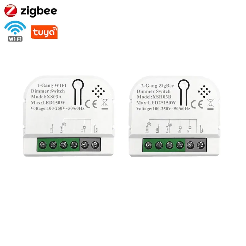 1 2 Gang Smart Zigbee WiFi Dimmer Switch Module Remote Wireless Voice Control Timer Support Alexa Google Yandex Alice