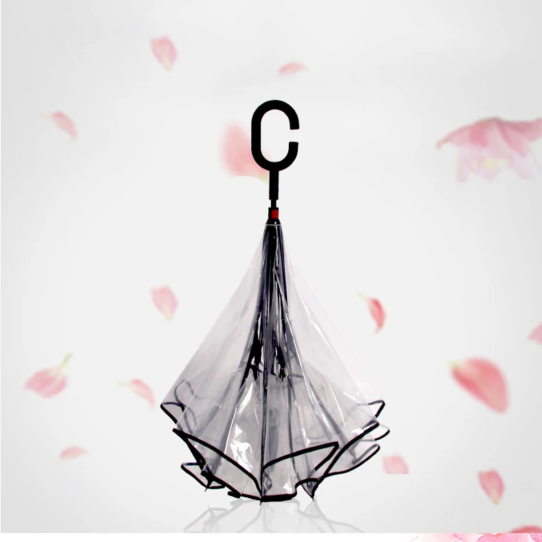 Высококачественный перевернутый обратный переработанный пластиковый Зонт от дождя прозрачный зонт