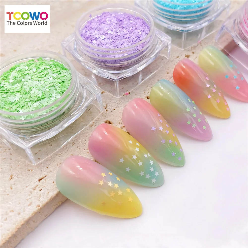 Green 1MM Size Macaroon Kawaii Lovely Colors Star Glitter Sequin For Nail Art Makeup Crafts DIY Tumbler Epoxy Resin