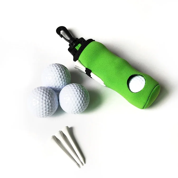 3 Golf Balls Golf Tees Holder Pouch Storage Case Neoprene Golf Ball Bag With Clip
