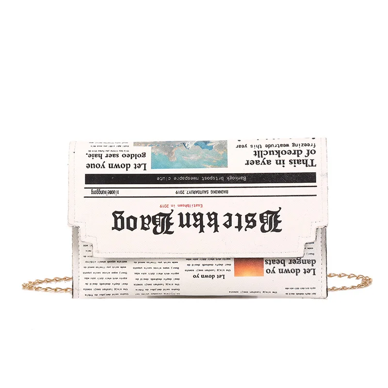 
Wholesale Women Joker Messenger Bag Chain Shoulder Bag Personality Fashion Small Square Newspaper News Styling Bags 