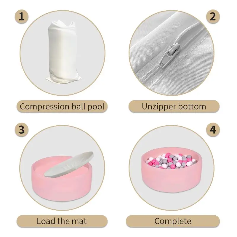 The Factory Stock Sells Directly The Children Ball Pool Round Waterproof Foldable Pink Outdoor Playground Simple Slide >8 Years