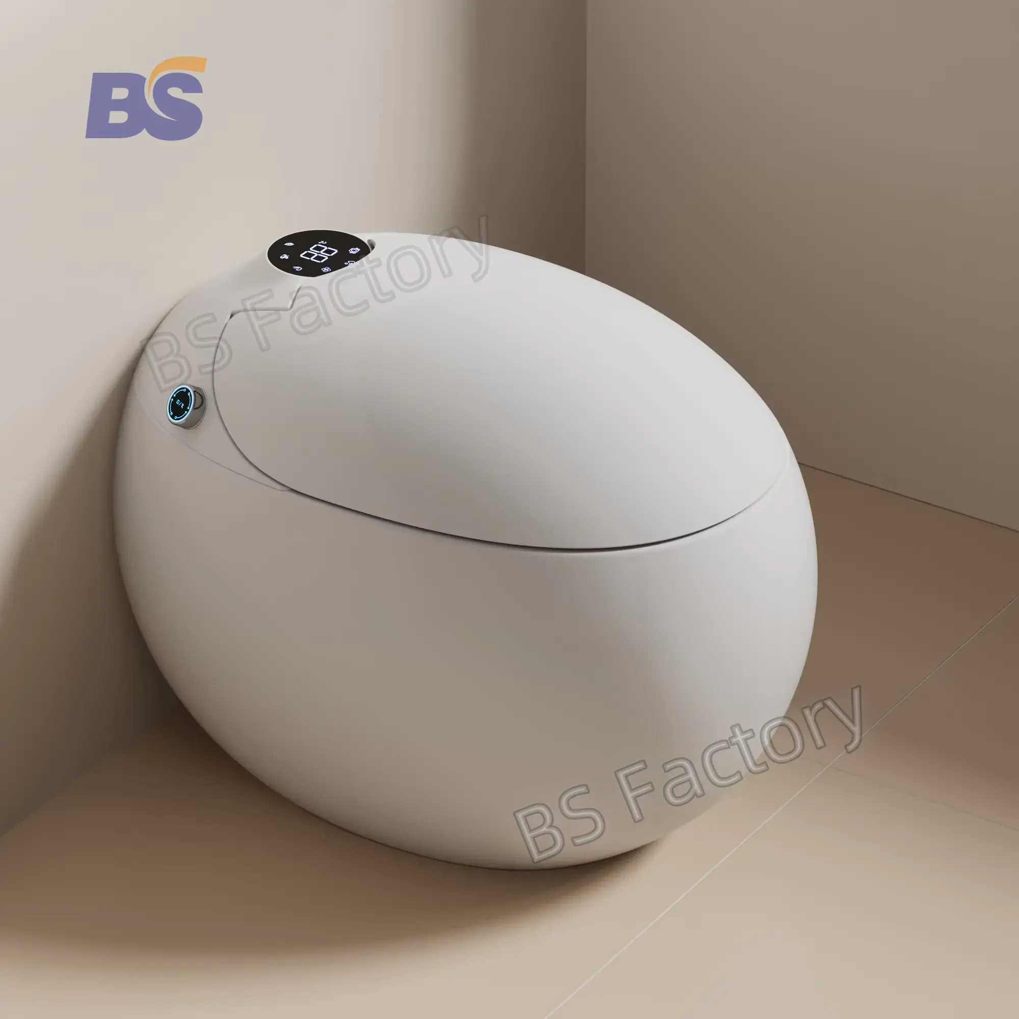 Bathroom Colorful Ceramic Toilet P-trap Custom Plug Voltage Egg-shaped Smart Toilet One Piece BS