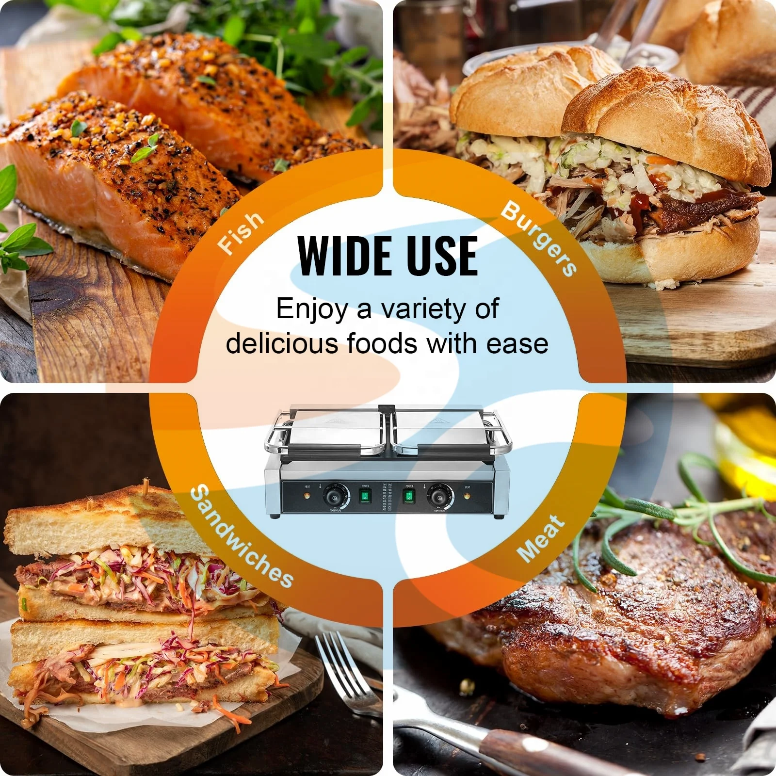 Non Stick Surface Electric Contact Maker for Restaurant Cafe Commercial Sandwich Press Countertop Panini Grill
