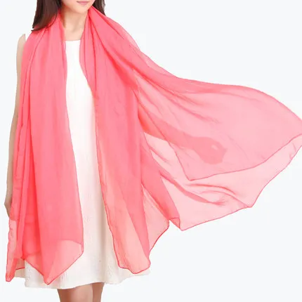 2022 Popular Summer solid color sunscreen silk scarf Chiffon long gauze cape silk beach towel fo r adults