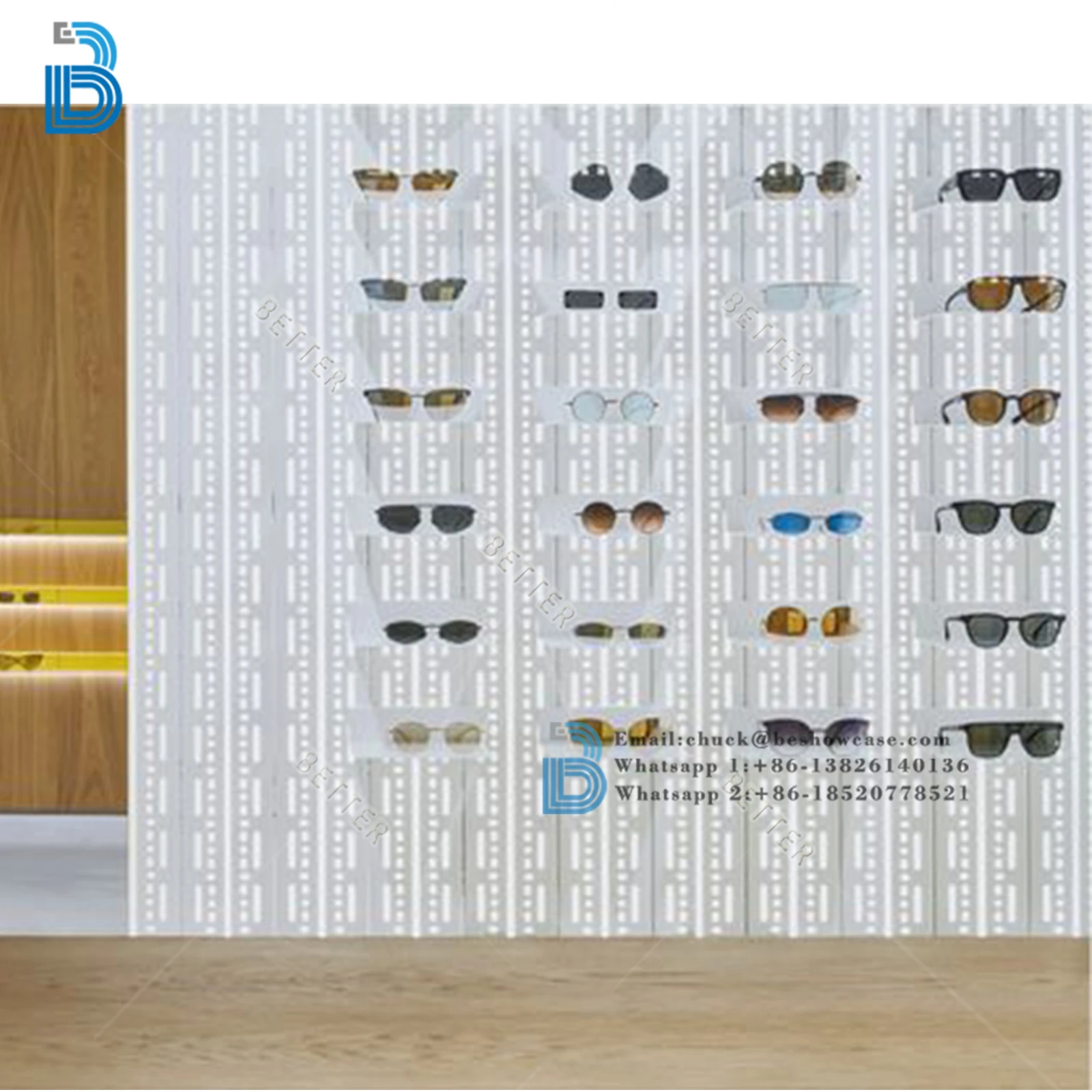 Customized optical store wall mount sunglasses display holder rack eyewear displays