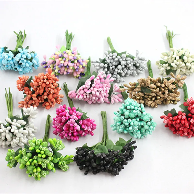 144pcs/lot Mulberry Stems Artificial Flowers Stamen/DIY Pistils for Wedding Pistil Decoration DIY Wreath Gift Scrapbooking
