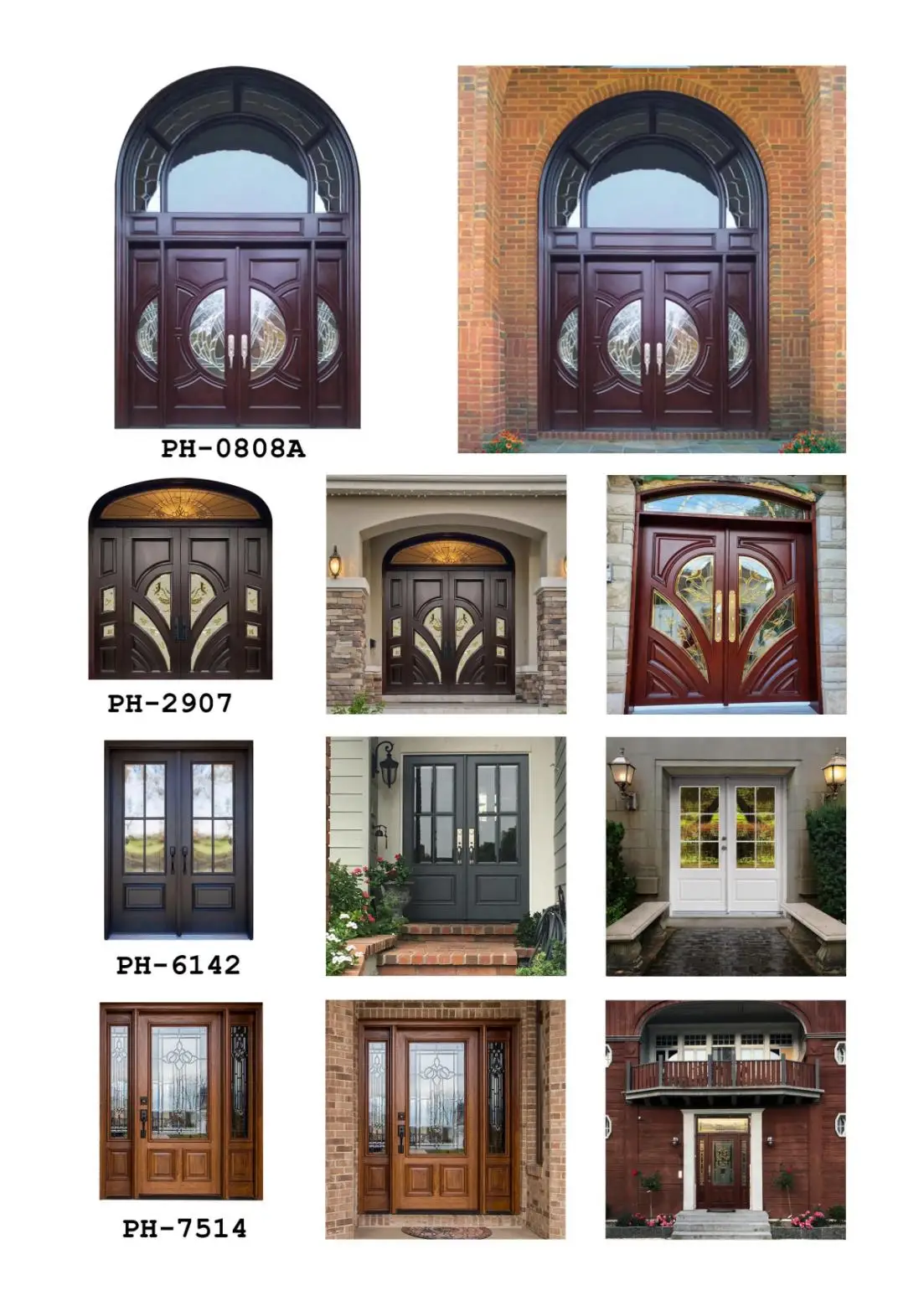 Современный зеркальный дизайн Prettywood, теплоизолированные наружные входные безопасные стальные алюминиевые деревянные входные поворотные двери