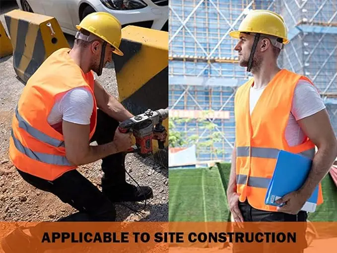 Custom Logo High Visibility Safety Vest Protective Workwear 5 Pockets With Reflective Strips Outdoor Work Vest