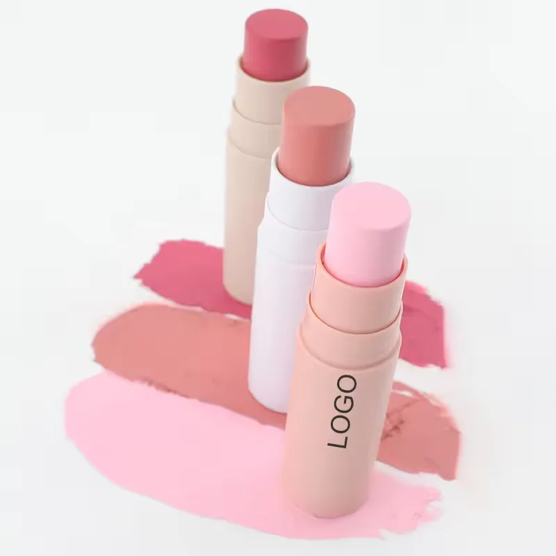 High pigment slide compact matte waterproof blush stick with brush vegan private label long-lasting make up cream blush