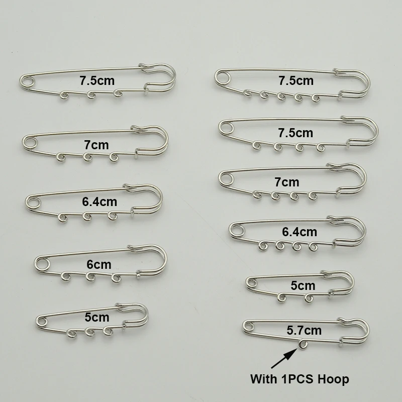 5cm 6cm 6.5cm 7cm Metal Safety Pins with Three Hoops For DIY Jewelry Ornament Badge Brooch Pin Backs Jewelry Kilt Safety Pins