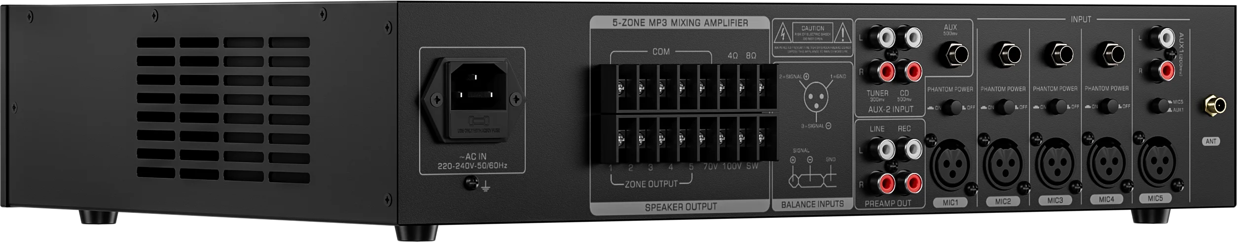 RH-AUDIO Audio Amplifier with USB Port for BGM System