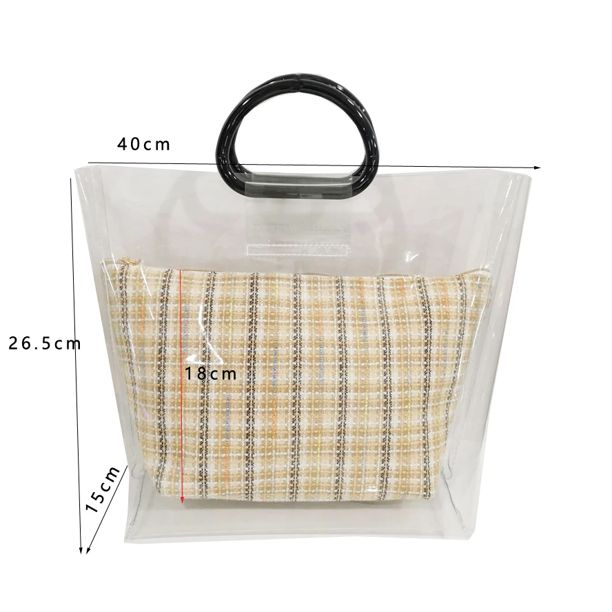  Наборы на заказ в Корейском стиле женская прозрачная сумка-тоут из ПВХ с внутренним