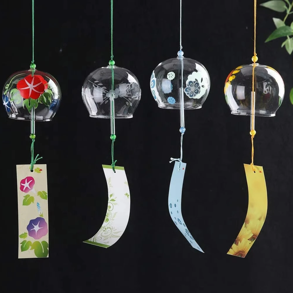Wholesale Romantic Flower Small Wind Chimes Handmade Glass Japanese Wind Bells
