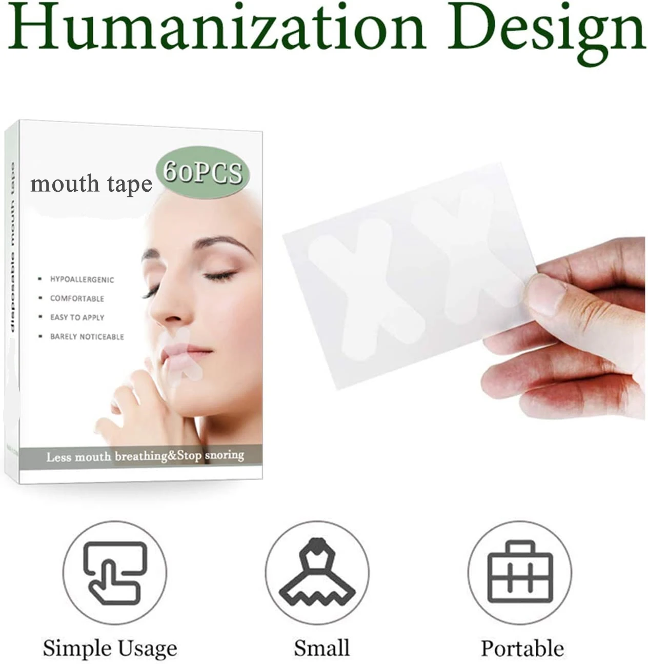Free shipping 60pcs Mouth Strips for instant Nose breathing Snoring Relief to make sleep better drug free