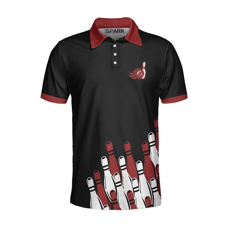 Dye Sublimated Short Sleeve Cheap Printed Vintage Custom Full Custom Bowling Jersey Cheap Bowling Polo Shirts