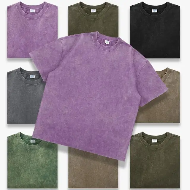 Washed Custom T Shirt Wholesale Blank Vintage Tee Graphic Men Oversized Tshirt Hip Hop 100% Cotton Heavyweight Acid Wash T-Shirt