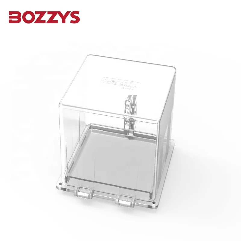 Oversized Square transparent Transparent Plastic e-stop push button lockout Electric button lockout protection cover