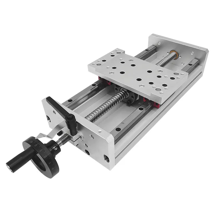 Precision guide rail ball screw Single Slider linear guide rail Manual sliding table  XY cross sliding table LYKR150-3RD-500mm