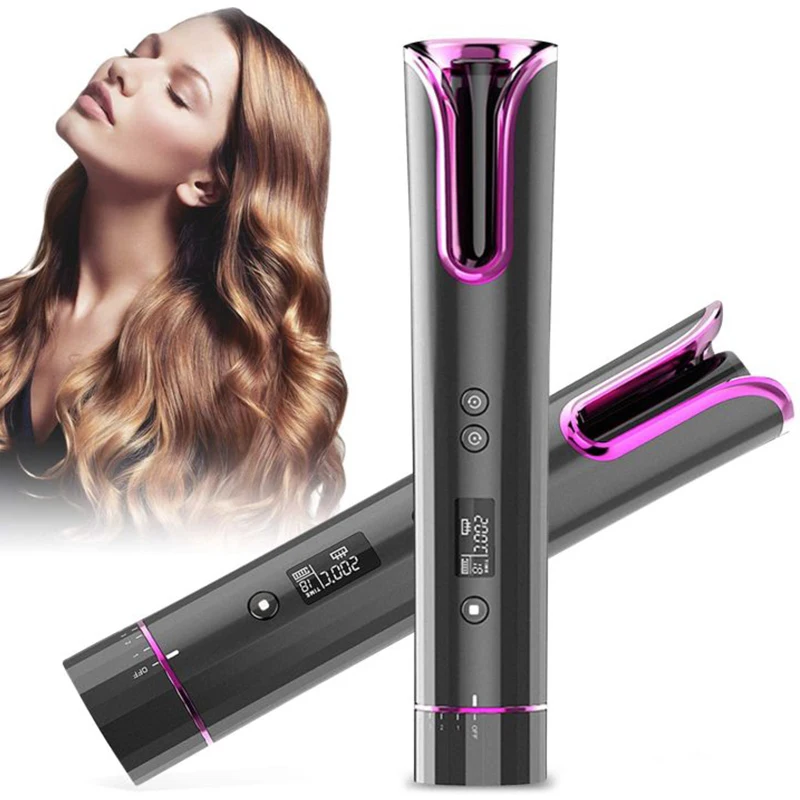 New Type USB Charging Mini Travel Wireless Rotating Hair Curling Iron Cordless Automatic Hair Curler