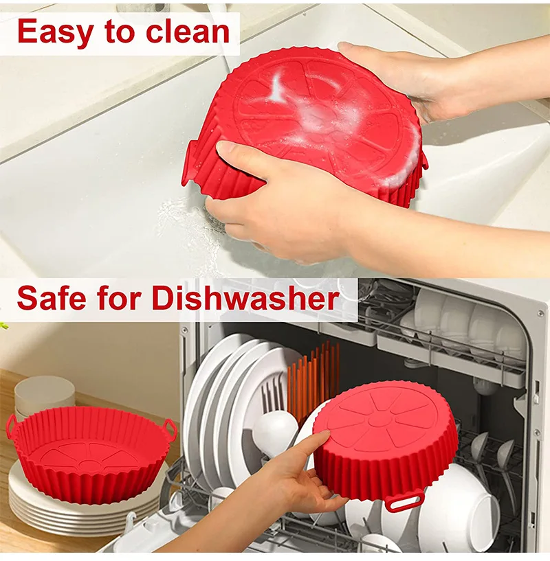 Reusable Colorful Durable Round Adjustable Collapsile 8 inch Silicone Air Fryer Pot Liners For Air Fryer