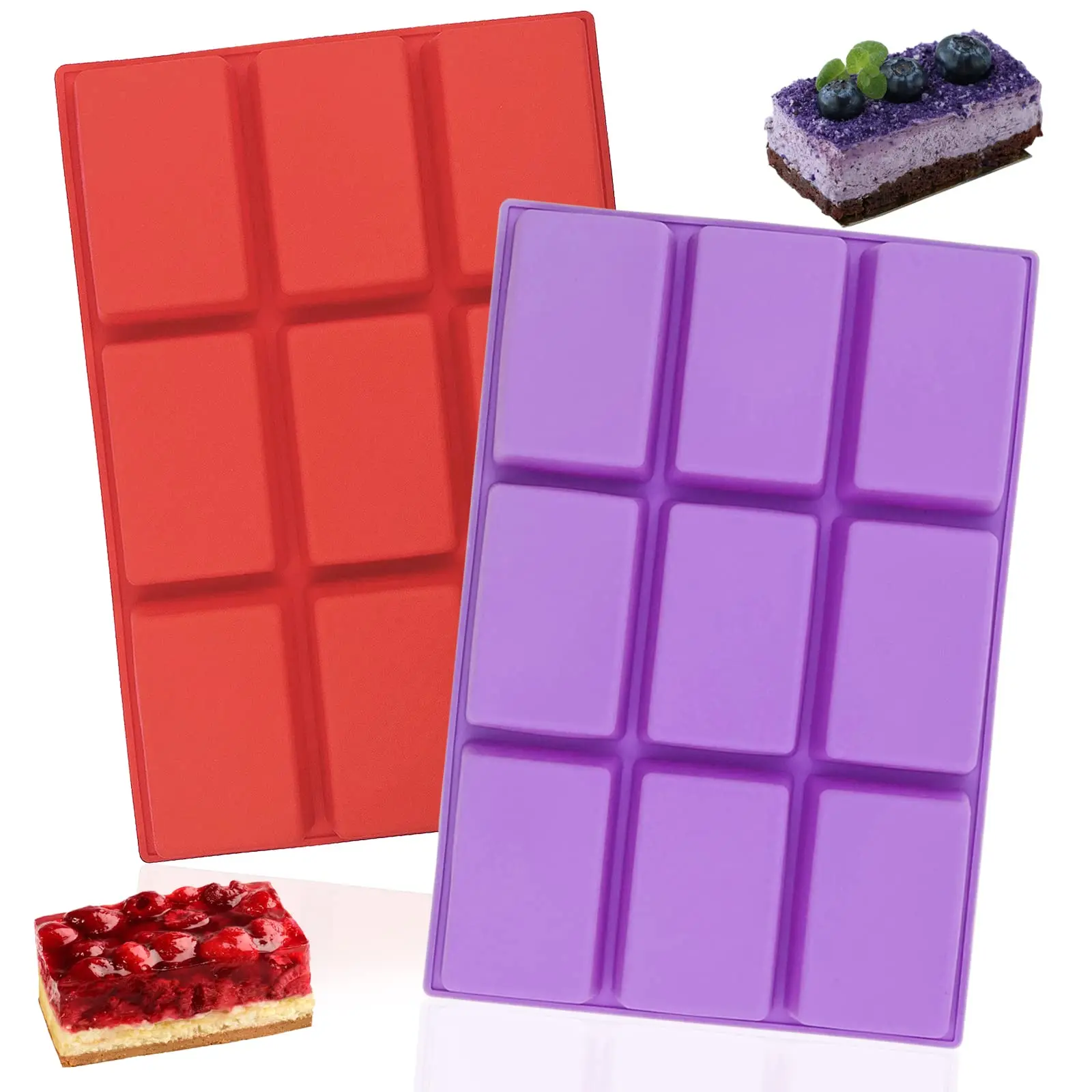 Food Grade 9 Cavity Rectangle Shapes Silicone Soap Mold For Chocolate Mold Soap Biscuit Cookie Baking Kitchen