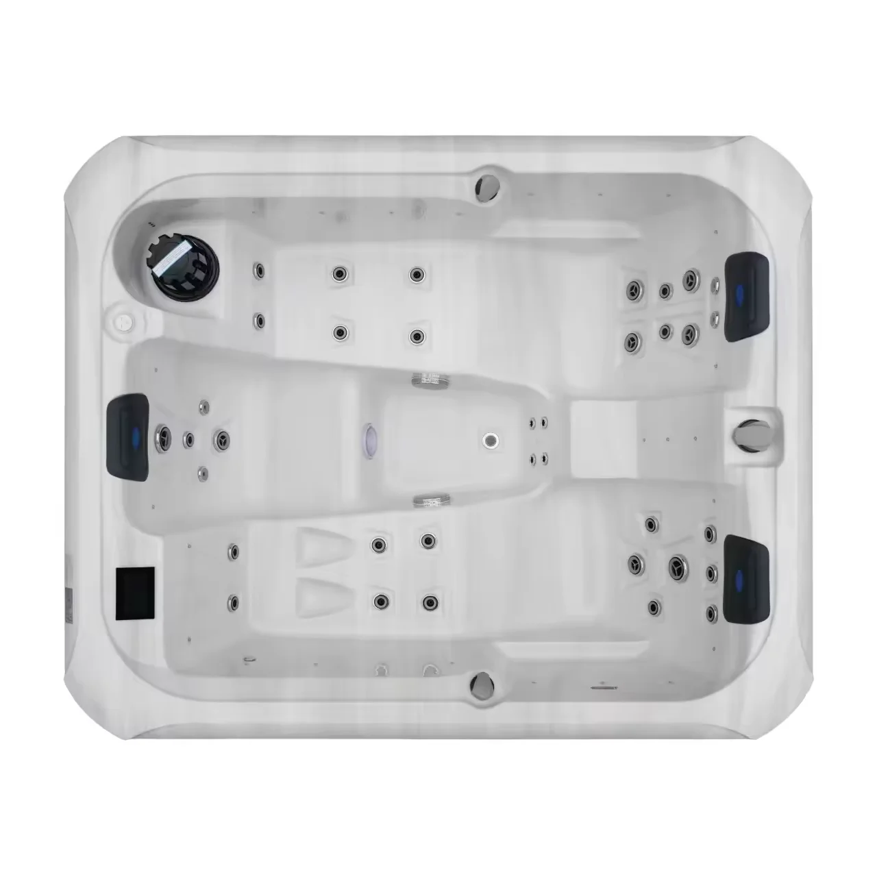 2024 простой дизайн маленькая акриловая гидромассажная Ванна balboa уличная умная 3-местная Массажная с двумя шезлонгами