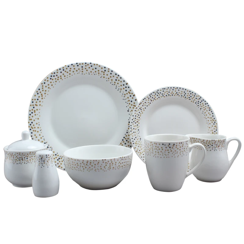 Недорогие фарфоровые обеденные тарелки от производителя Золотая французская посуда набор керамической посуды