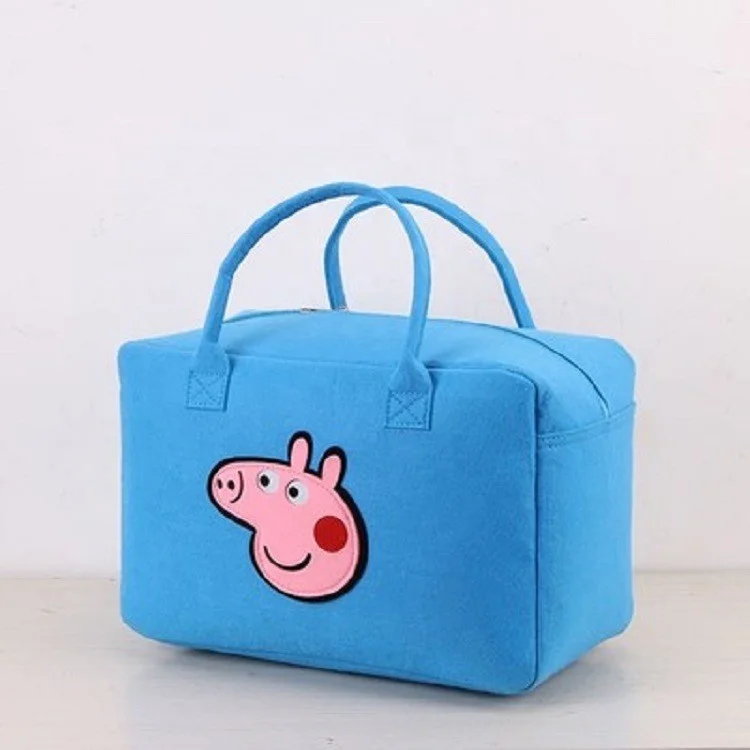 Wholesale Zipper Style Large Capacity Cartoon Travel Felt Tote Bag Lightweight Luggage Storage Duffle Bag With Custom Logo