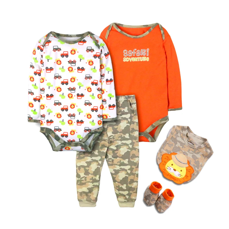 New Fashion 100% Cotton Embroidered Baby Clothes Long Sleeve Baby Boy Clothing Set