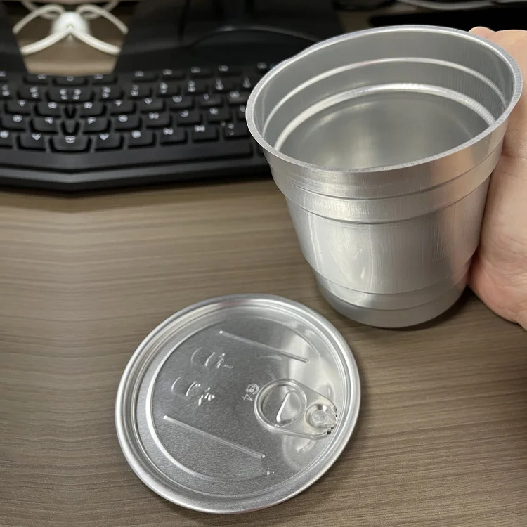 Custom Outdoor Camping Recyclable Disposable Party Mug Cold Drink Beer Cola Milk Aluminum Cups With Lids