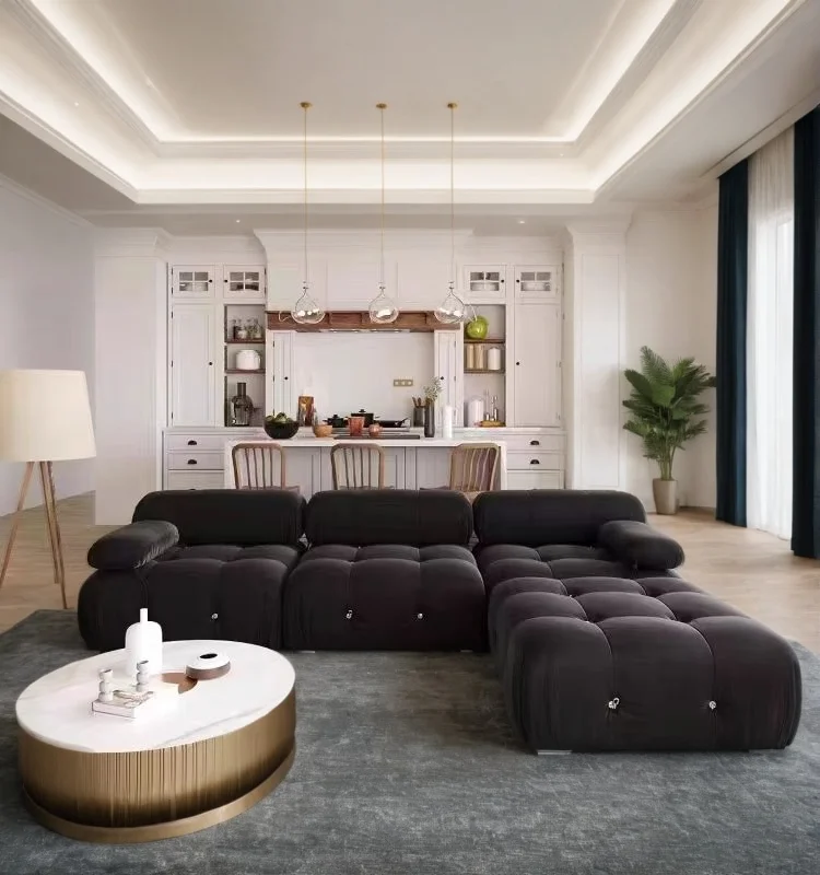 Home living room designs modern 3 seater white modular sectional sofa set furniture l shape compressed sofas