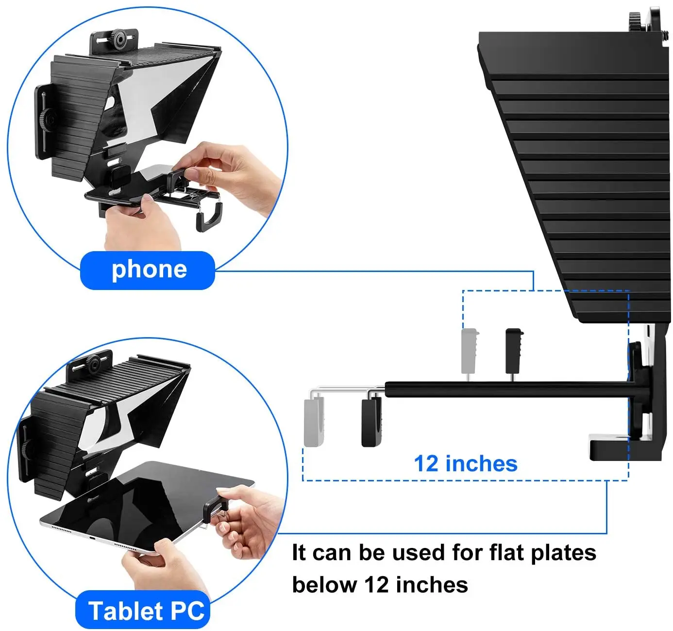 Mini Teleprompter Portable Smartphone/ DSLR camera Teleprompter prompter  with Remote Control