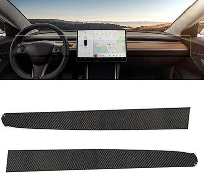 Новинка автомобильные аксессуары интерьерная декоративная центральная консоль приборная панель наклейка из углеродного волокна для Tesla модель 3 декоративные аксессуары