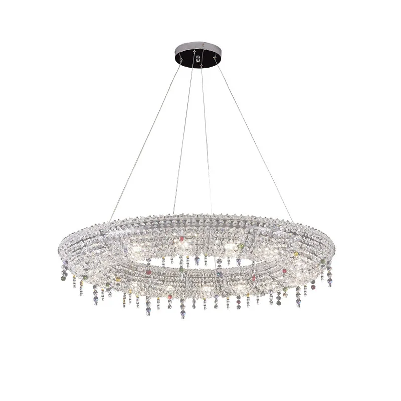 Modern Ceiling Hanging Light LED Clear Glass Chandelier Luxury Crystal Chandelier For Hotel Lobby Dining