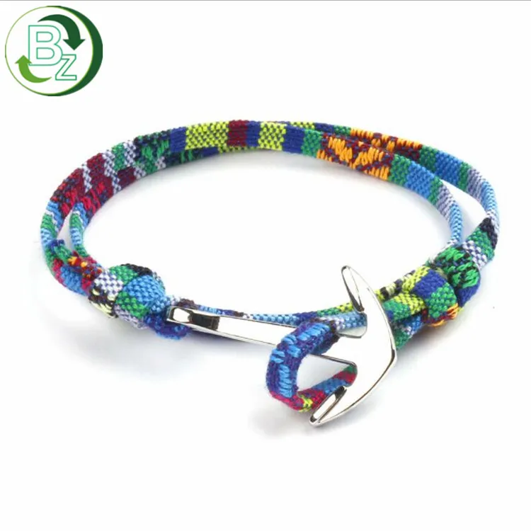 BEIZE Nautical lovers national cotton rope anchor bracelet for couples