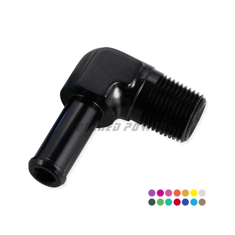 High Performance Aluminum Alloy 90 Degree Forged Male NPT Thraed to Hose Barb Adapter Fitting
