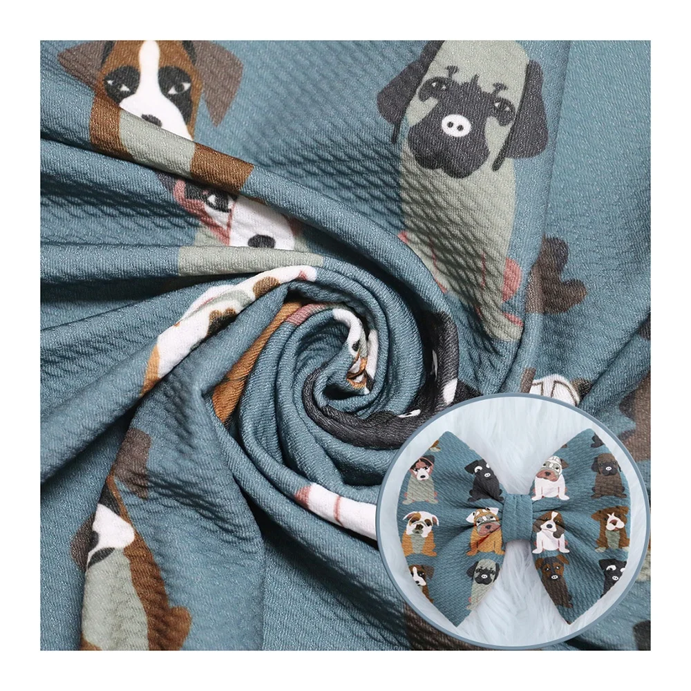Custom Digital Printing Stretch Knit Polyester Cartoon Liverpool Bullet Fabric For Bow Headband