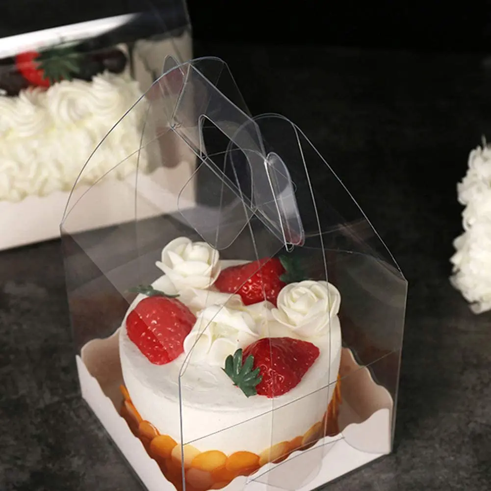 Plastic Square Tall Cake box 12 x 12 x 6 Inches Clear Plastic Box With Handles Cake Box Triangle