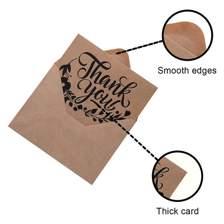 Wholesale recycled kraft paper baby greeting cards with envelopes