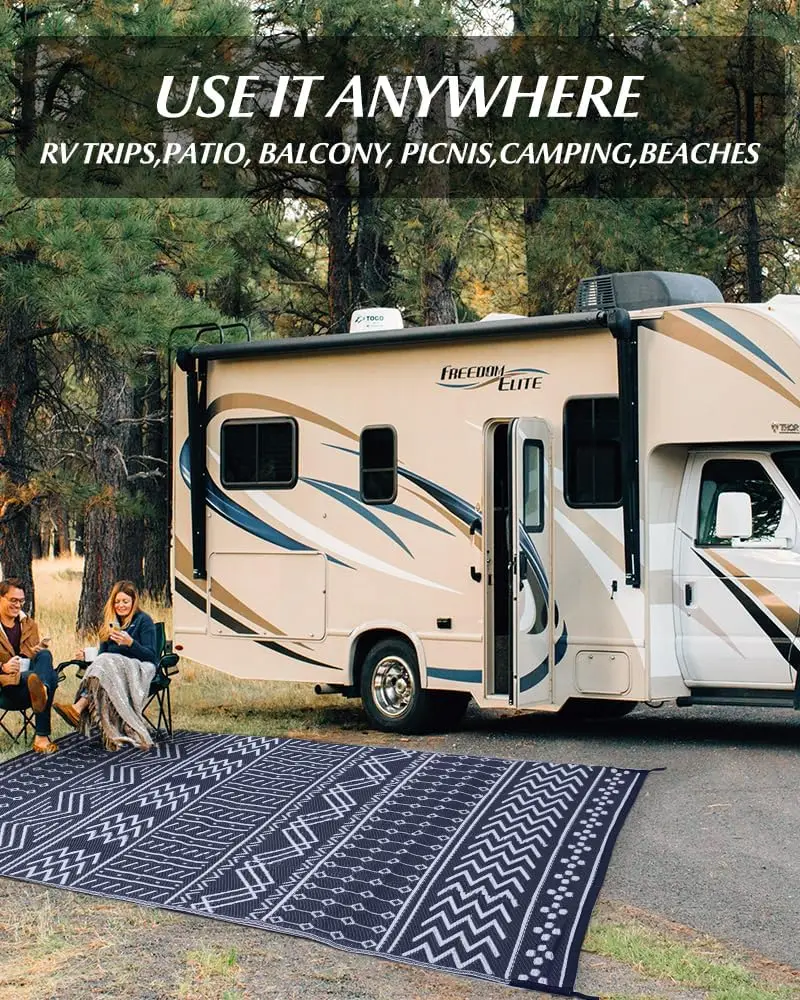 Outdoor Rug Patio Rug Reversible Portable Outdoor Plastic Straw Camping Rugs for Outside RV