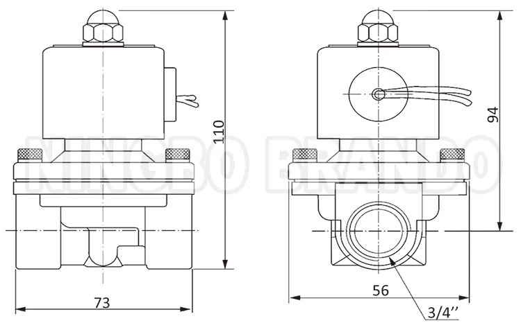 2W200-20 3/4' 2 Way NC Explosion-proof Coil Brass Solenoid Valve For Water Air Gas 12VDC 24VDC 24VAC 110VAC 220VAC