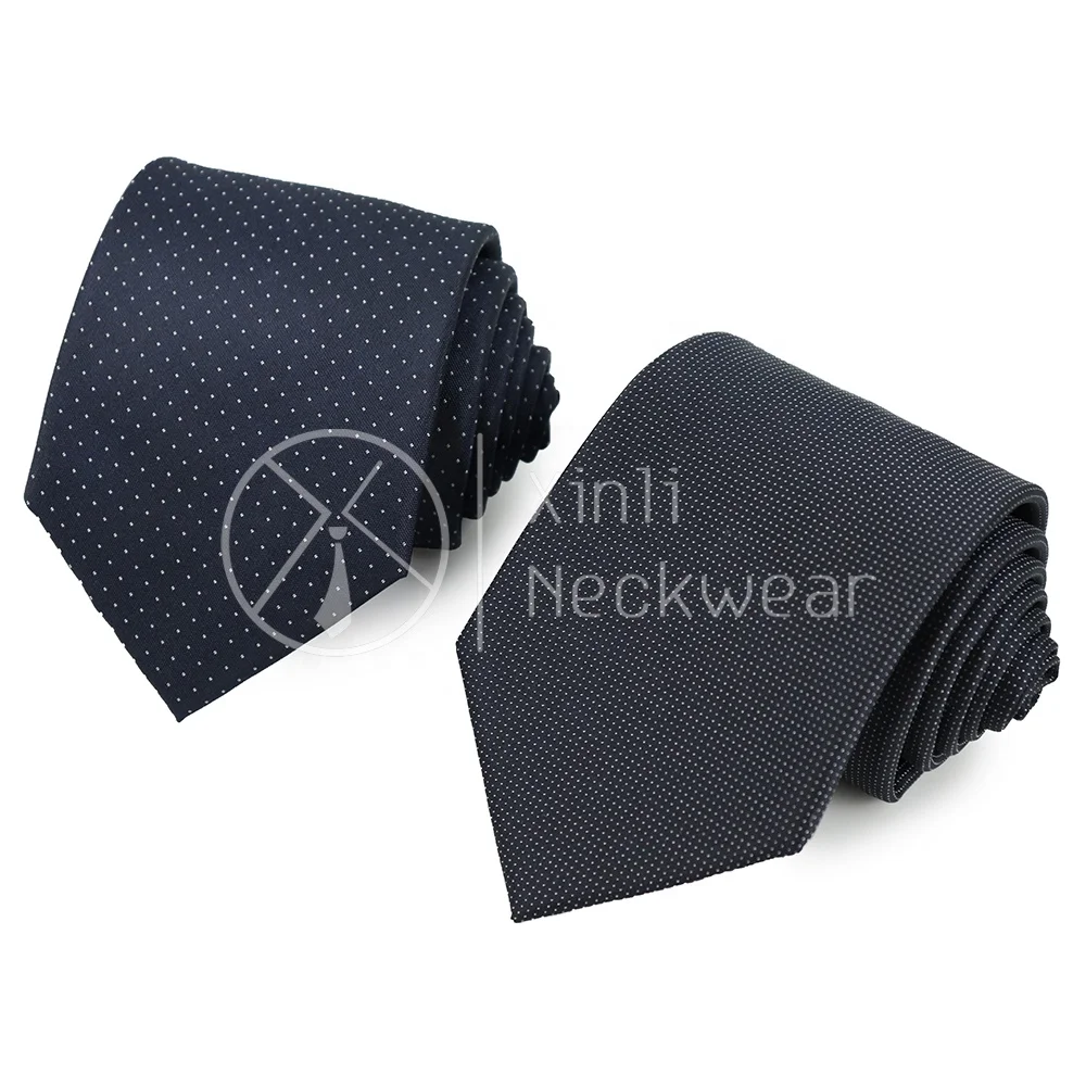 Mature Mens Thin Dots Woven Neck Tie Silk Blue Black Business Formal Ties Accessories 2022