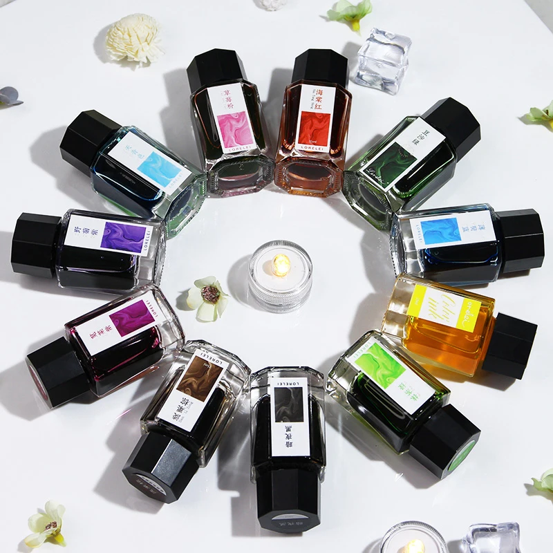 Lorelei 15ml Glass Bottle Sheen Gold Powder Color Ink In Fountain Pen