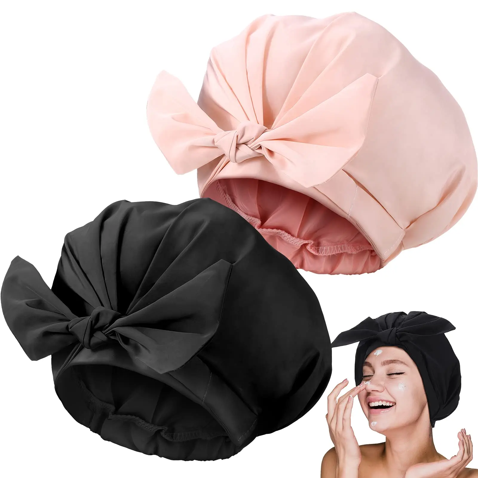 YSD Shower Cap Waterproof Luxury Shower Caps for Women Reusable Bath Hair Cap Fashion Shower Hat with Elastic