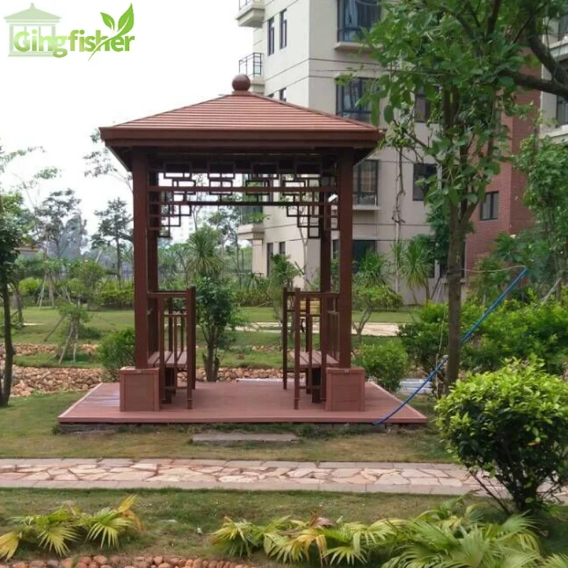 Outdoor Garden Wood Plastic Composite Gazebo HDPE Pavilion 3x3m