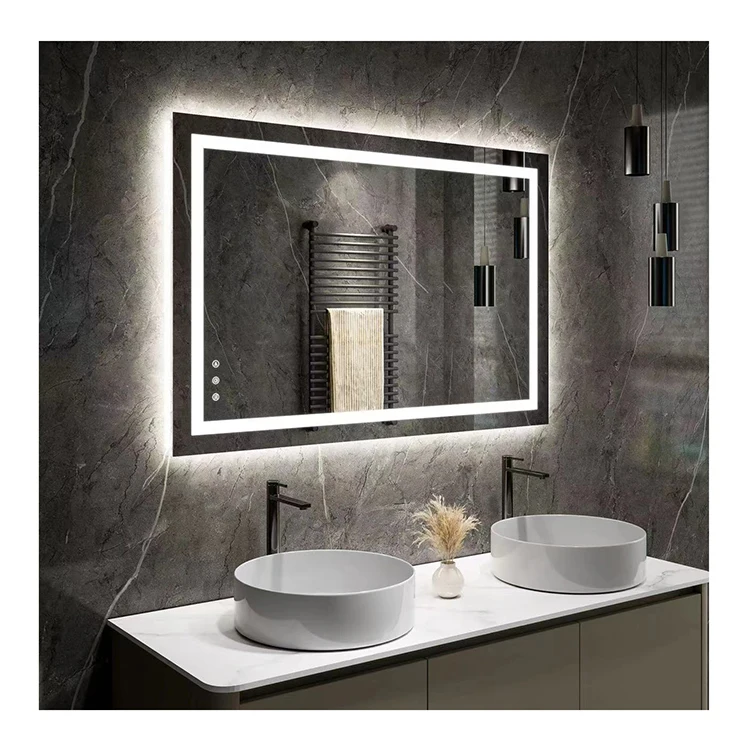 Factory hot selling anti fog touch screen shower room decoration hotel smart mirror rectangle bathroom mirror